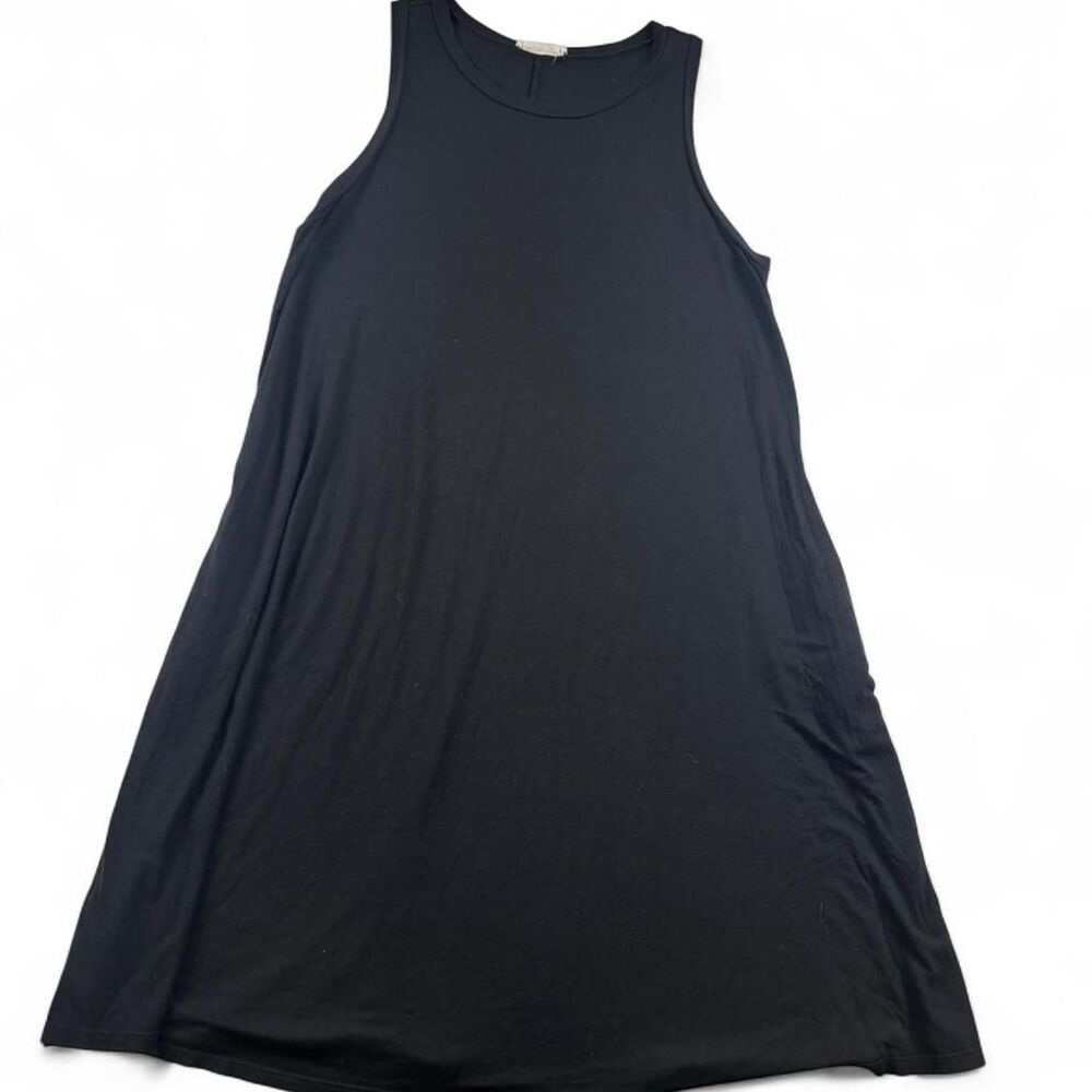 Bombom Women's Black Cotton Dress with Pockets | Size Large